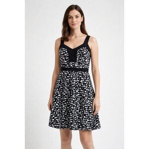 Another Thyme Black White Abstract Fit Flare Dress Size 10